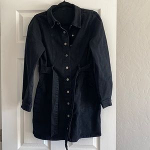 Black jean dress with tie